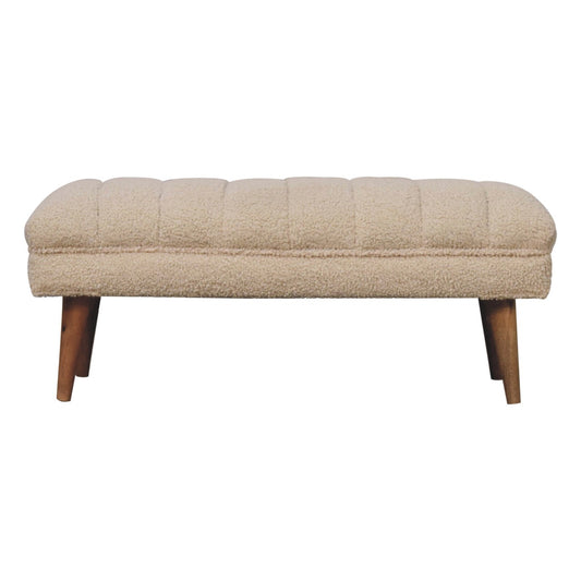 Cream Boucle Puffer Bench-0