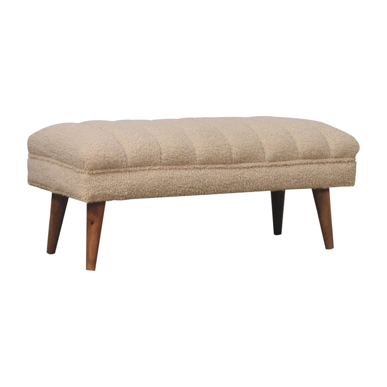 Cream Boucle Puffer Bench-2