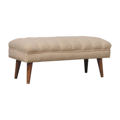 Cream Boucle Puffer Bench-2