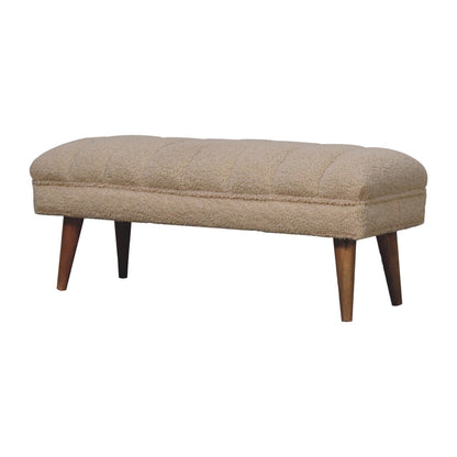 Cream Boucle Puffer Bench-3