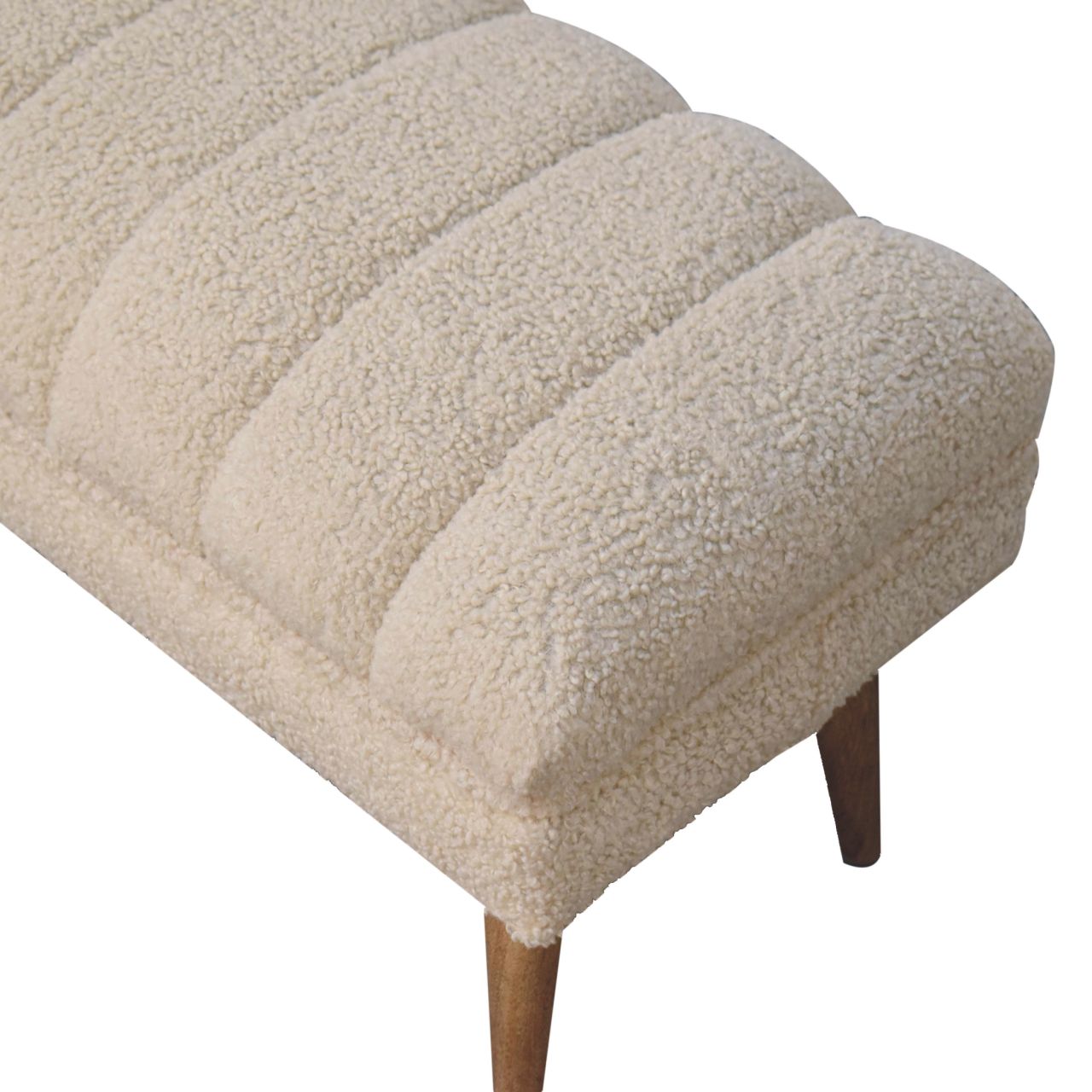 Cream Boucle Puffer Bench-7