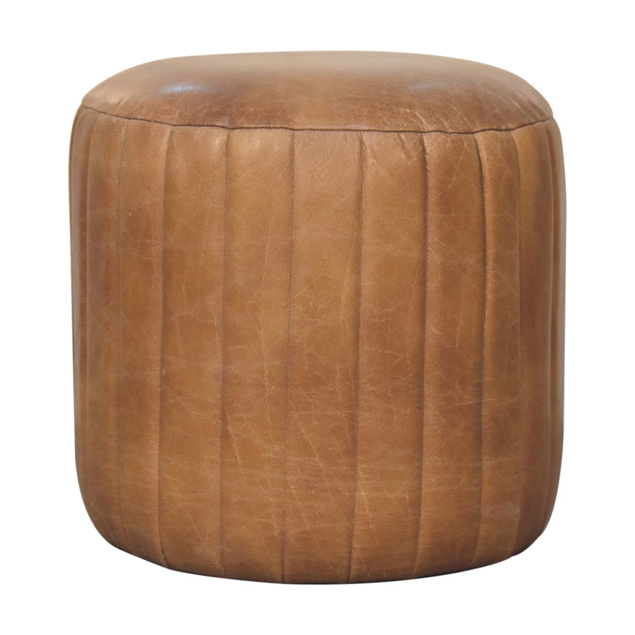 Buffalo Leather Boucle Footstool-1