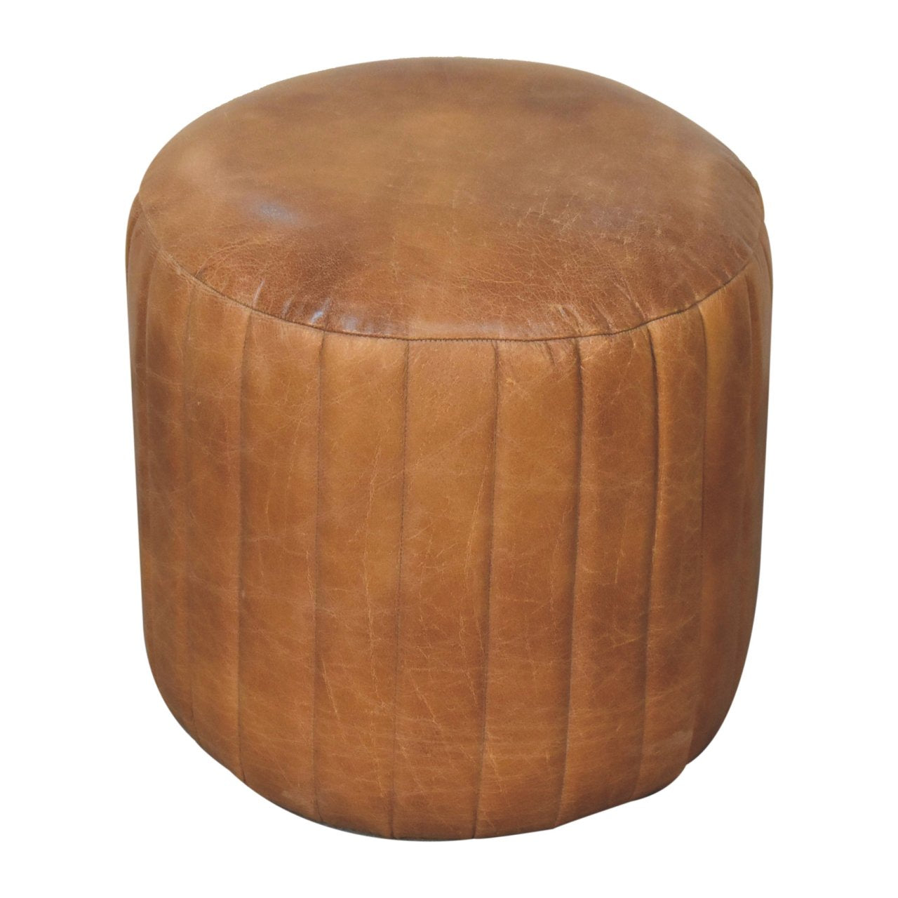 Buffalo Leather Boucle Footstool-2