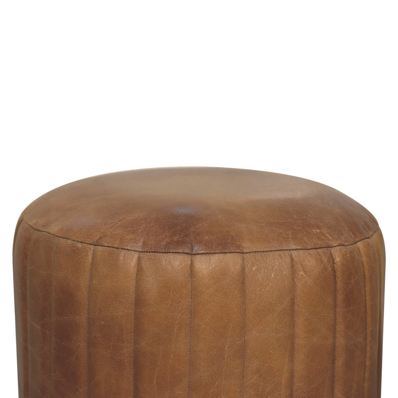 Buffalo Leather Boucle Footstool-3