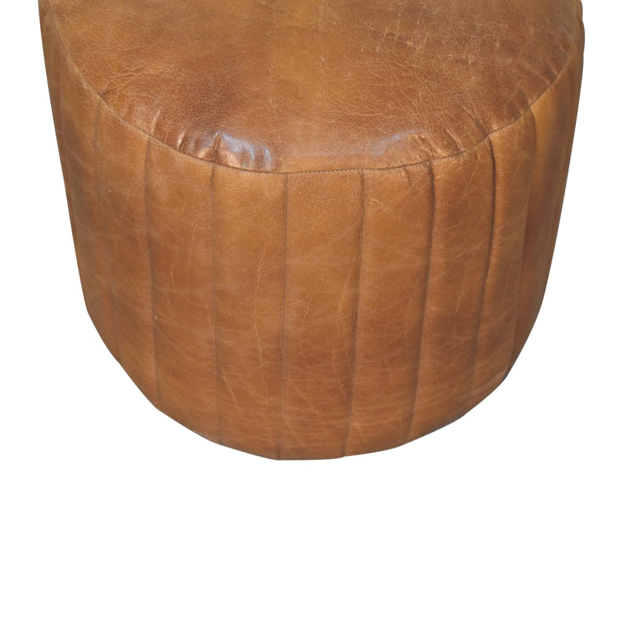 Buffalo Leather Boucle Footstool-4