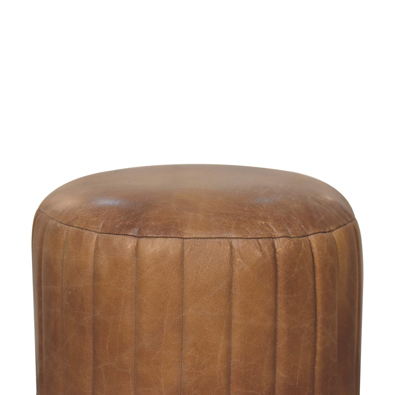 Buffalo Leather Boucle Footstool-5