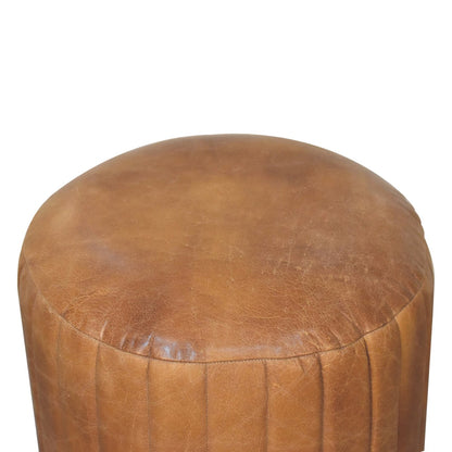 Buffalo Leather Boucle Footstool-6