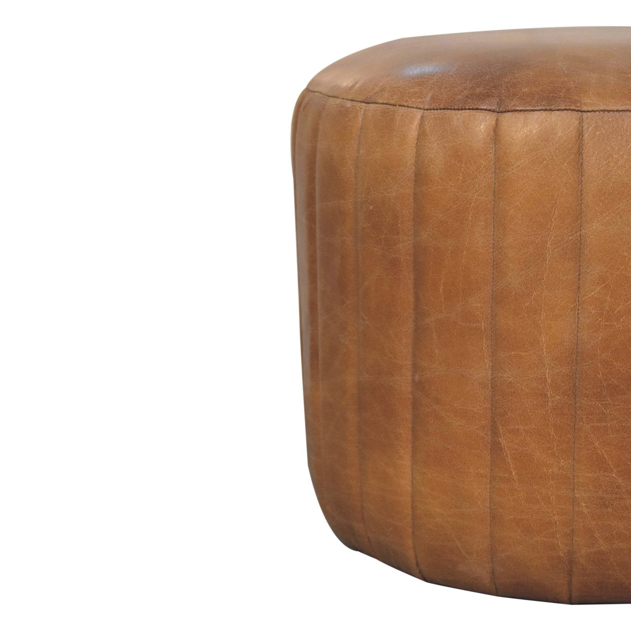 Buffalo Leather Boucle Footstool-7