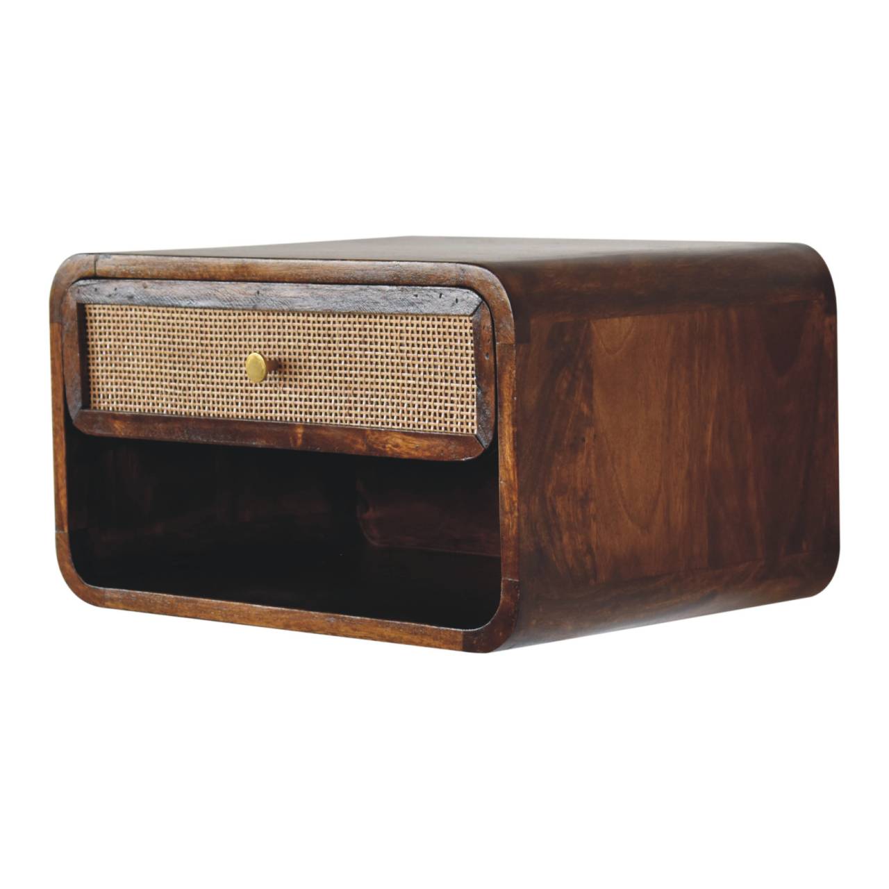 Chestnut Wall Mounted Open Woven Bedside-3