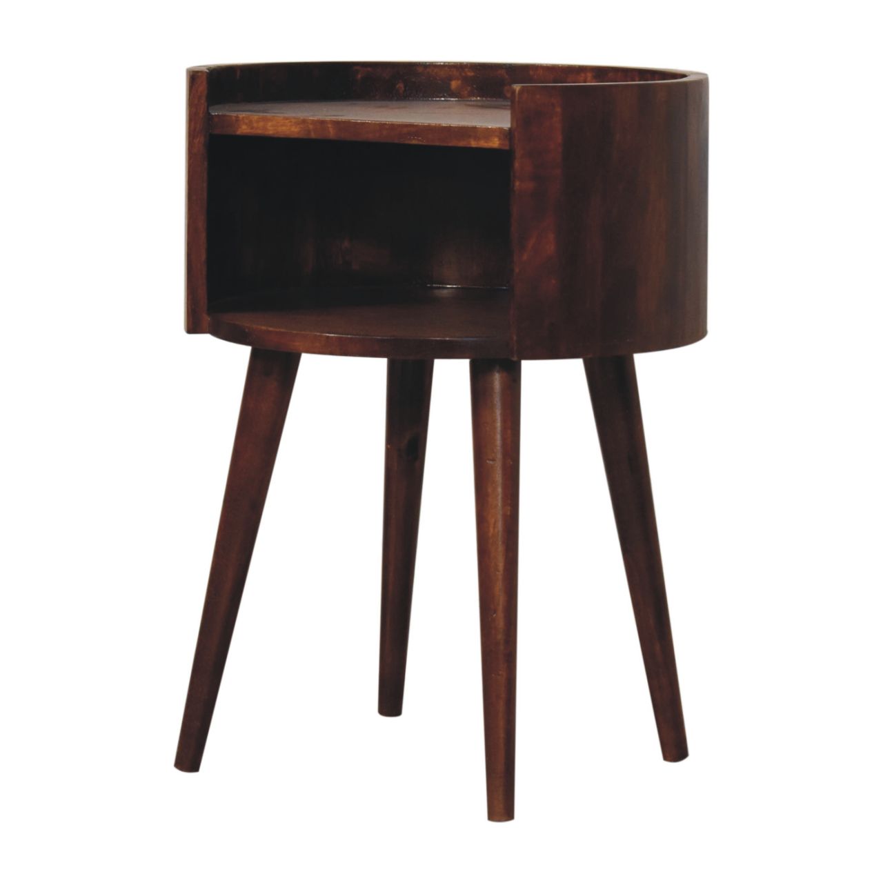 Chestnut Round Open Slot Bedside-2