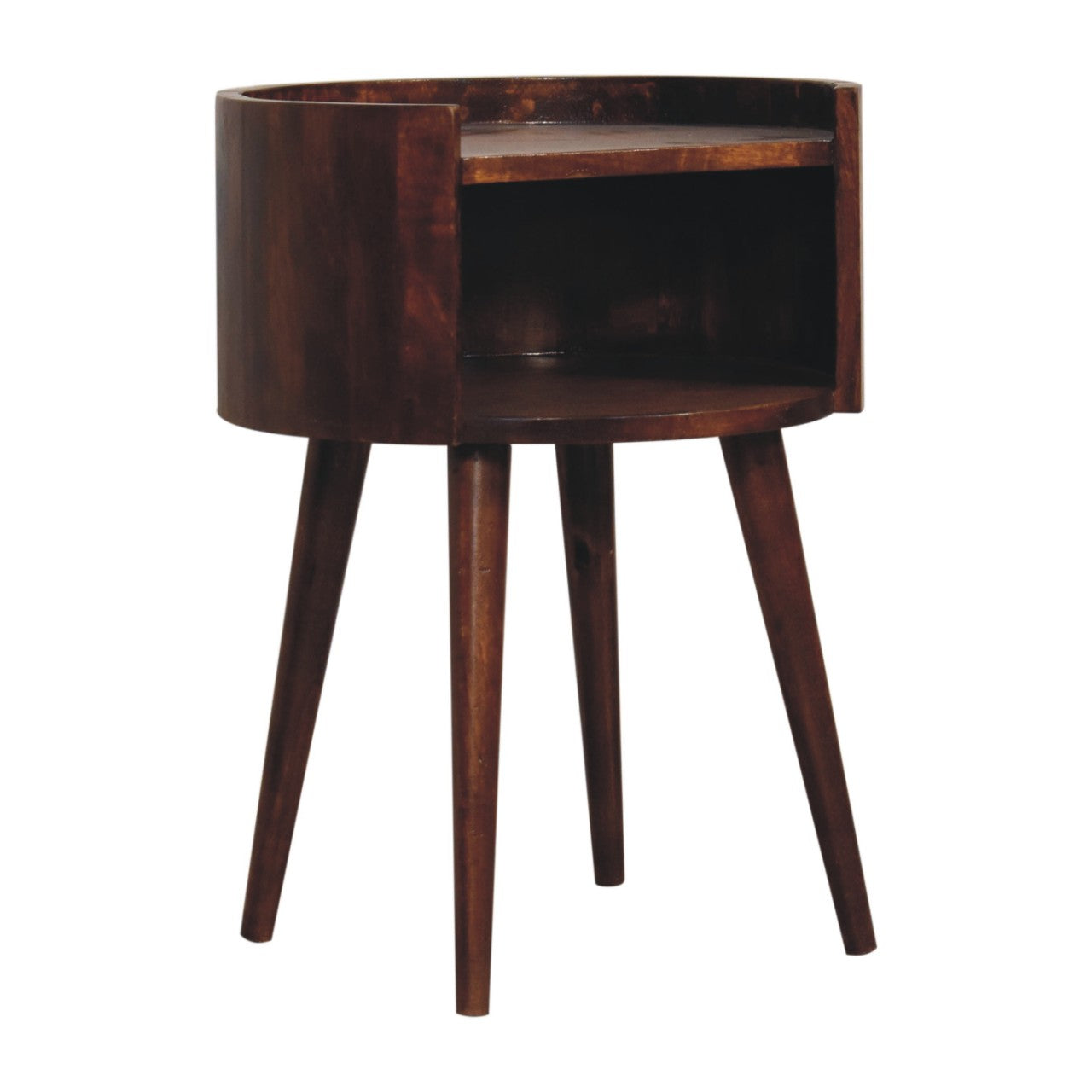 Chestnut Round Open Slot Bedside-3
