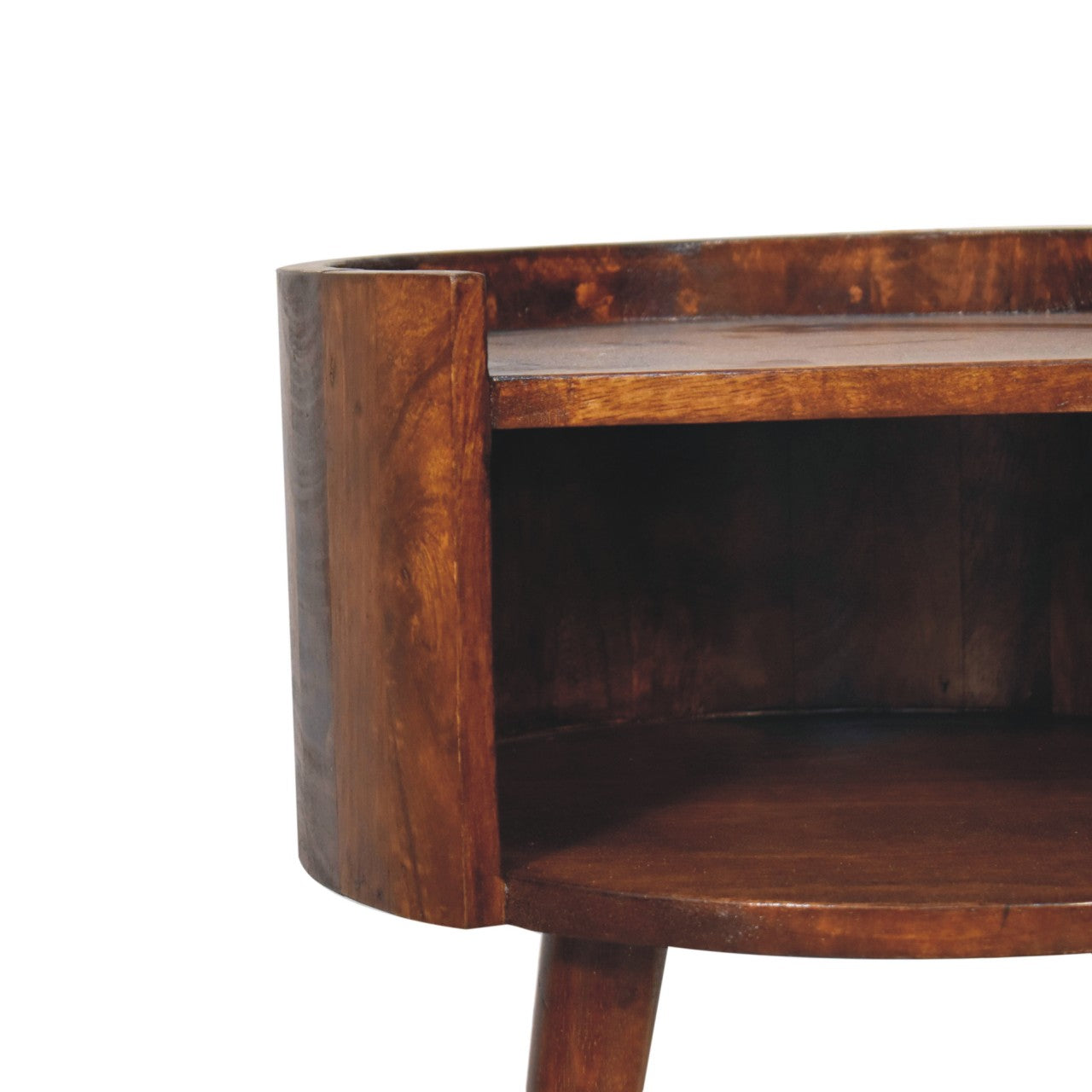 Chestnut Round Open Slot Bedside-4