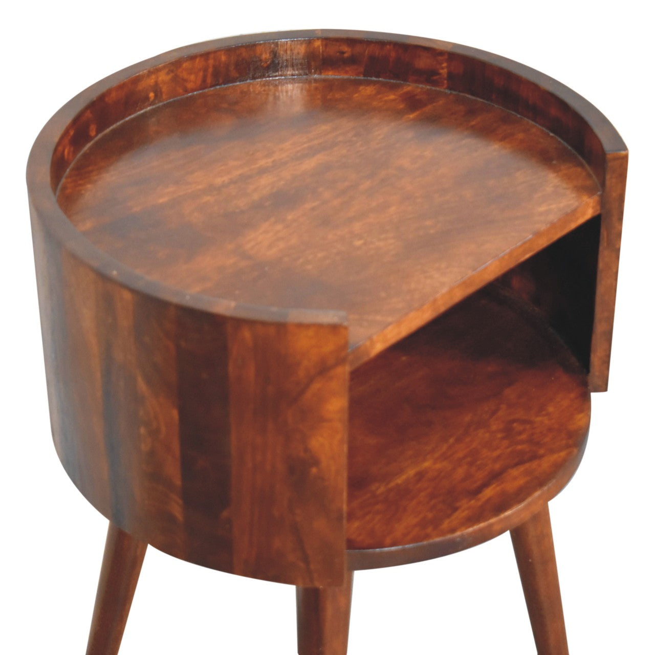 Chestnut Round Open Slot Bedside-5