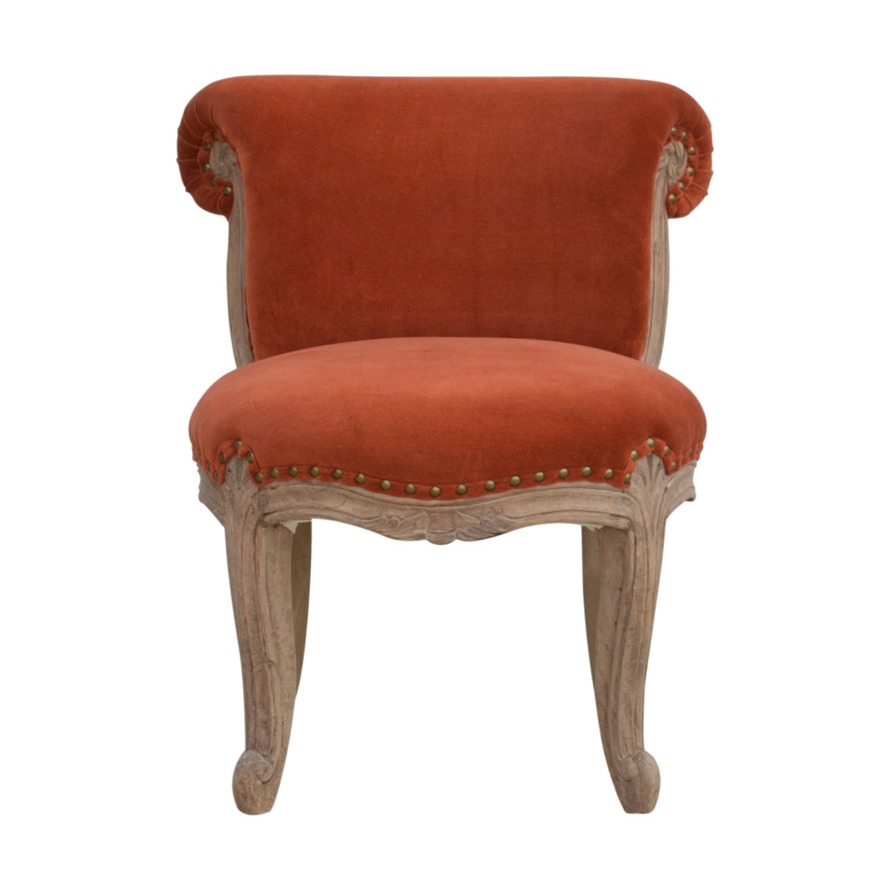 Brick Red Velvet Studded Chair for resale