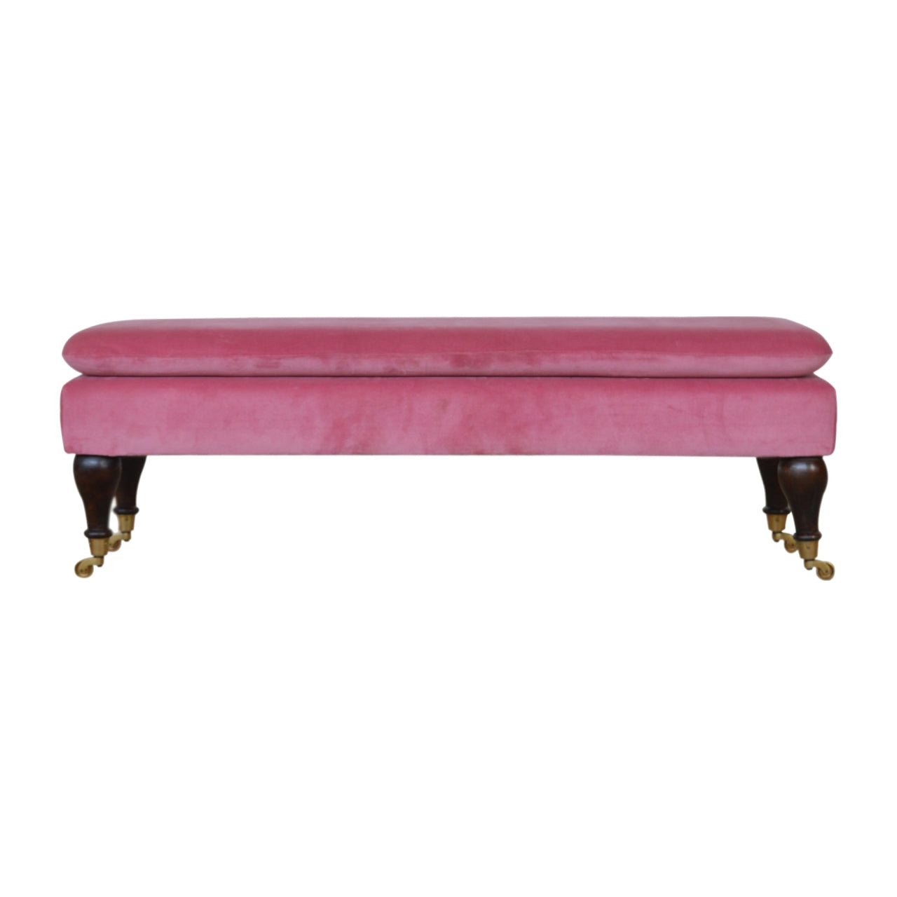 Pink Velvet Castor Bench-0