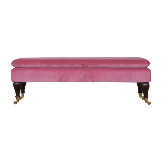 Pink Velvet Castor Bench-0