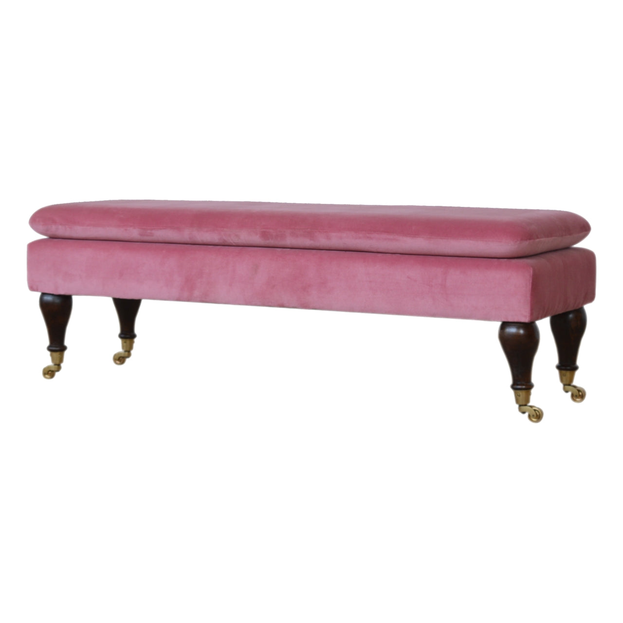 Pink Velvet Castor Bench-2