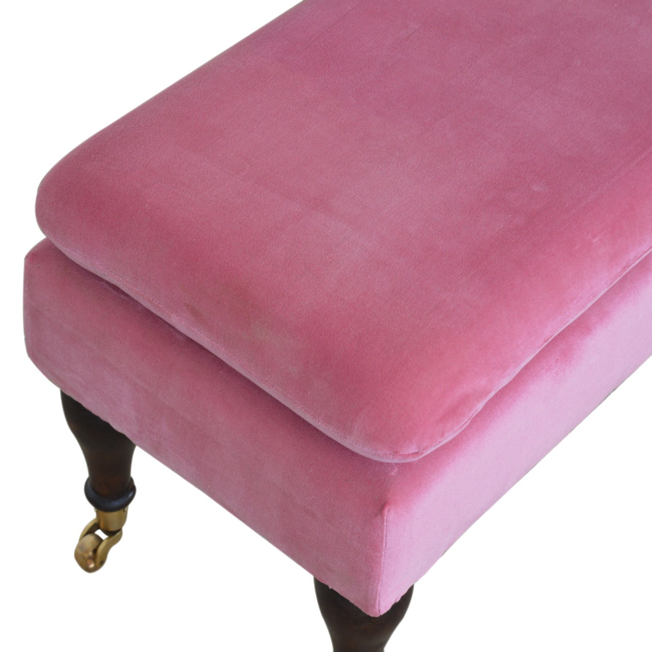 Pink Velvet Castor Bench-3