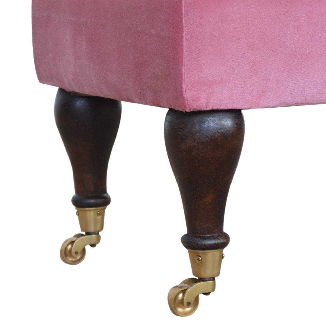 Pink Velvet Castor Bench-5