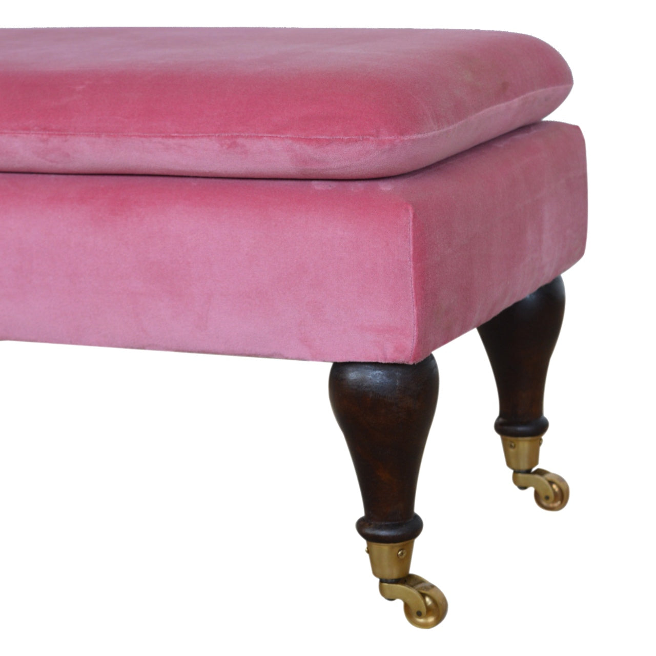 Pink Velvet Castor Bench-6