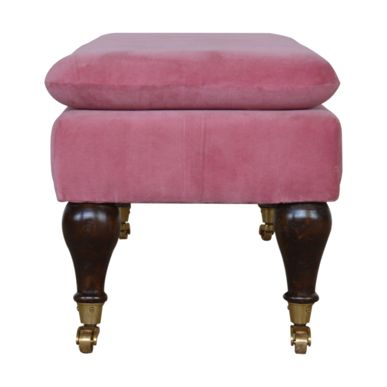 Pink Velvet Castor Bench-8