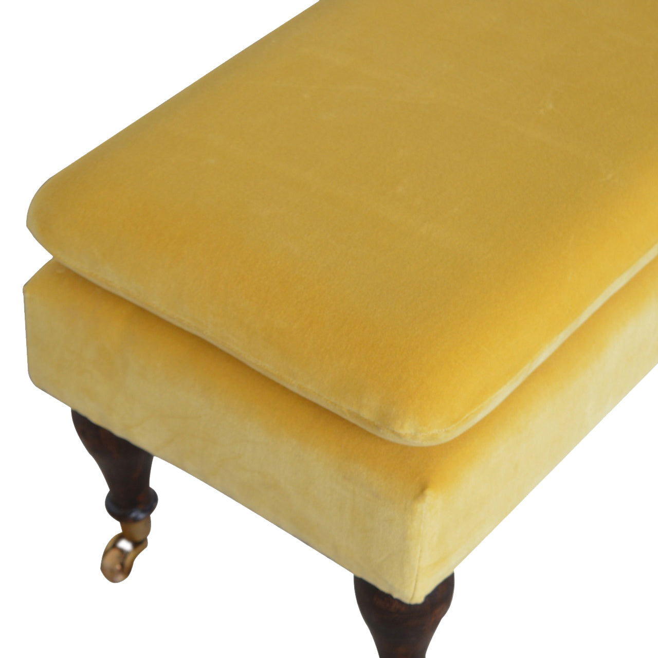 Mustard Velvet Castor Bench-3