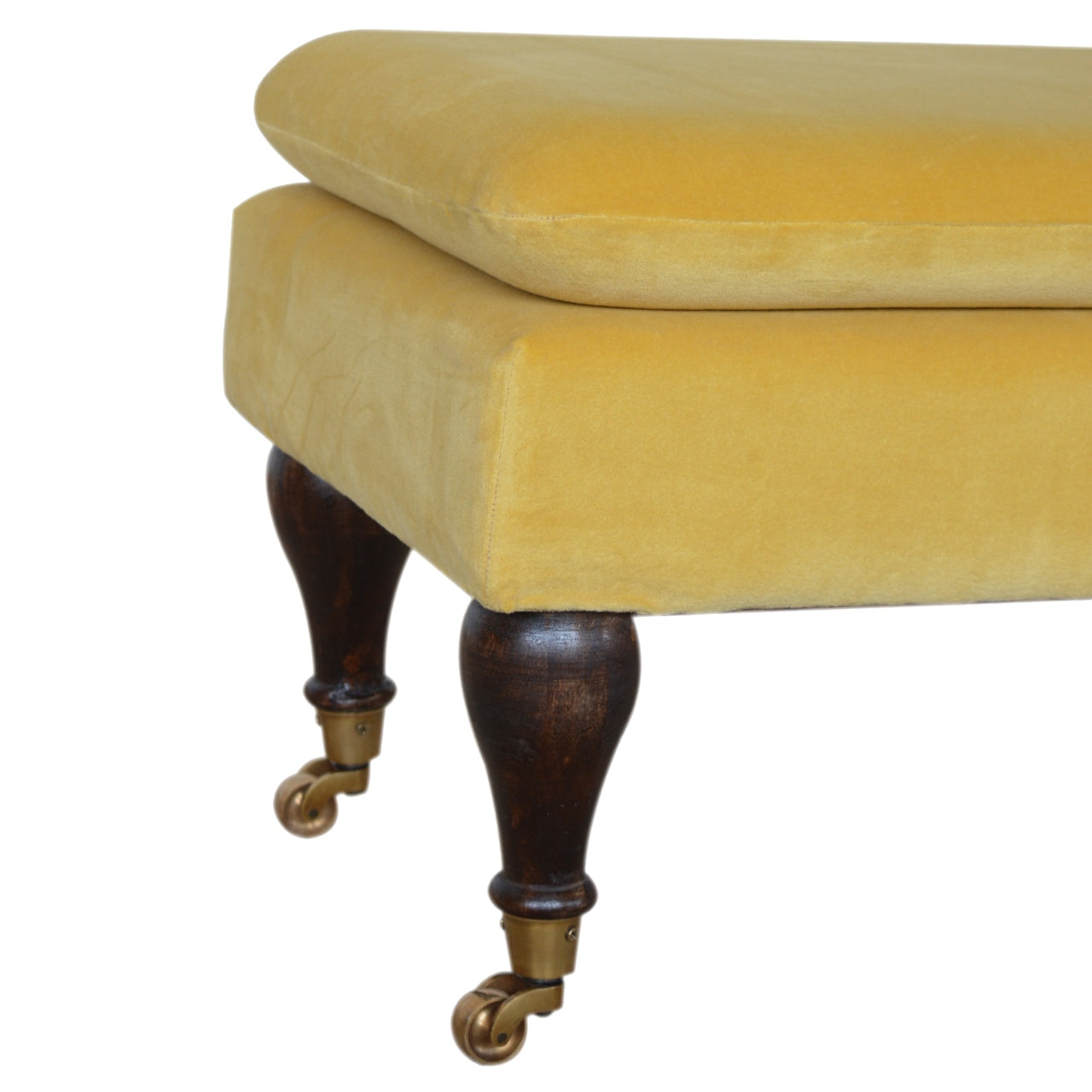 Mustard Velvet Castor Bench-4