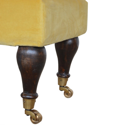 Mustard Velvet Castor Bench-5