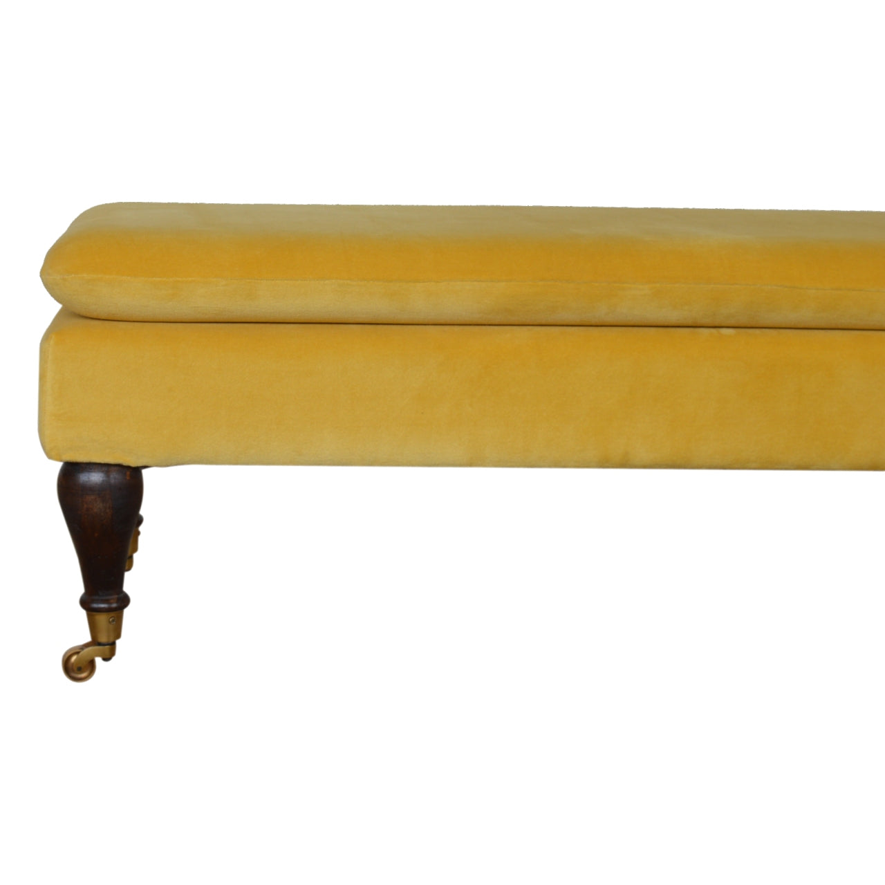 Mustard Velvet Castor Bench-7