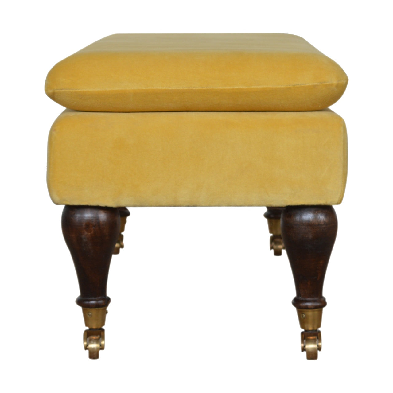 Mustard Velvet Castor Bench-8