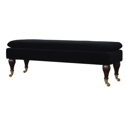 Black Velvet Castor Bench-1