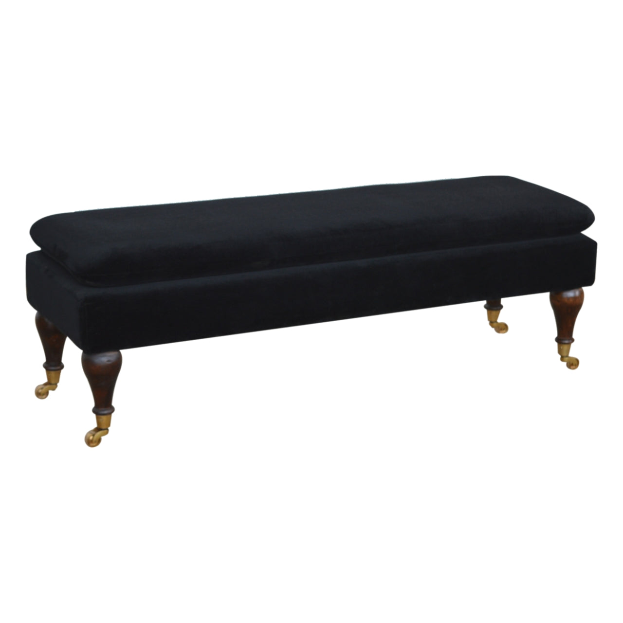 Black Velvet Castor Bench-2