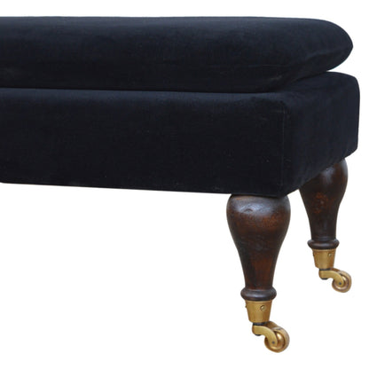 Black Velvet Castor Bench-4