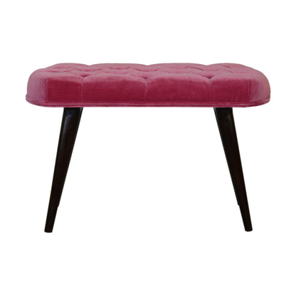 Pink Cotton Velvet Button Bench-0