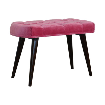 Pink Cotton Velvet Button Bench-1