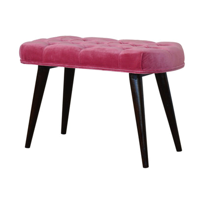 Pink Cotton Velvet Button Bench-2