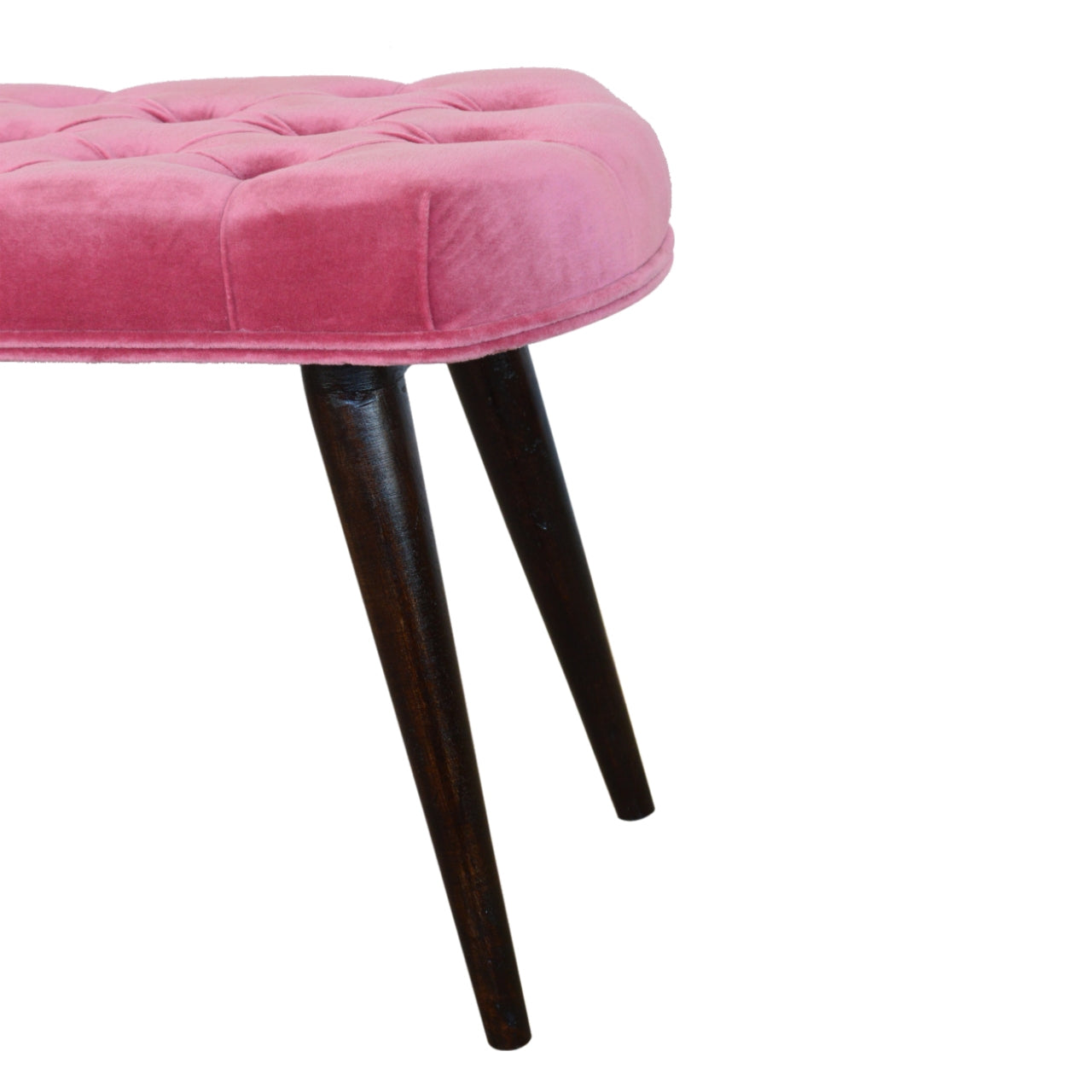 Pink Cotton Velvet Button Bench-6