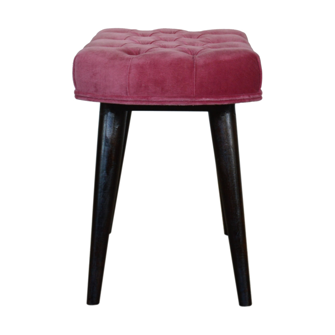 Pink Cotton Velvet Button Bench-8