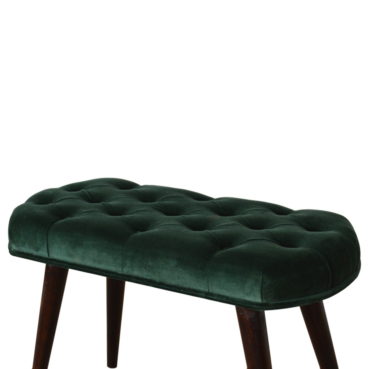 Emerald Velvet Deep Button Bench-3