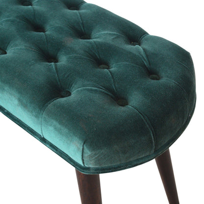 Emerald Velvet Deep Button Bench-4