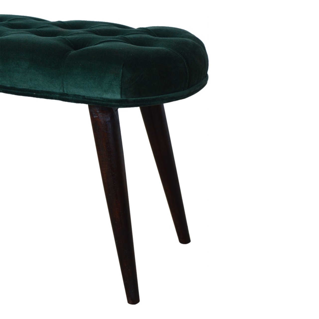 Emerald Velvet Deep Button Bench-5