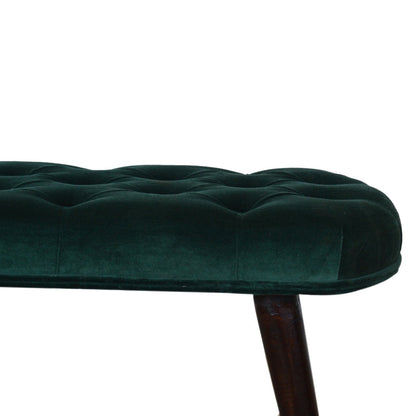 Emerald Velvet Deep Button Bench-7