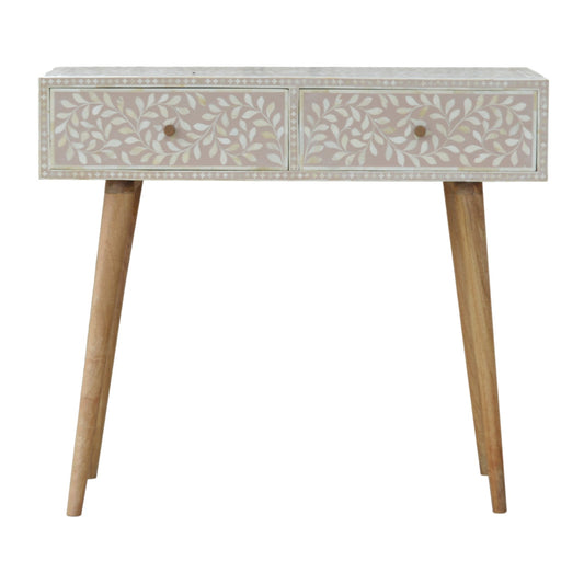 Light Taupe Floral Bone Inlay Console Table for resale