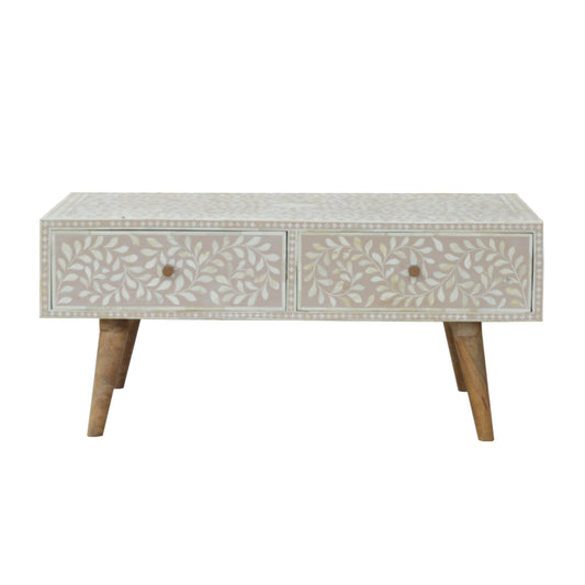 Taupe Floral Bone Coffee Table-0