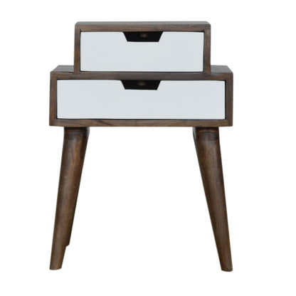 Walnut and White Painted Nightstand-0