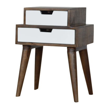 Walnut and White Painted Nightstand-1