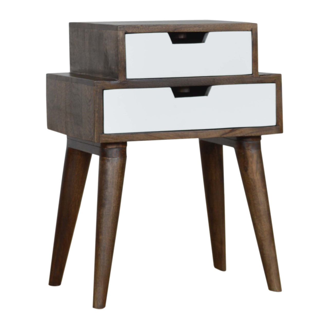 Walnut and White Painted Nightstand-2