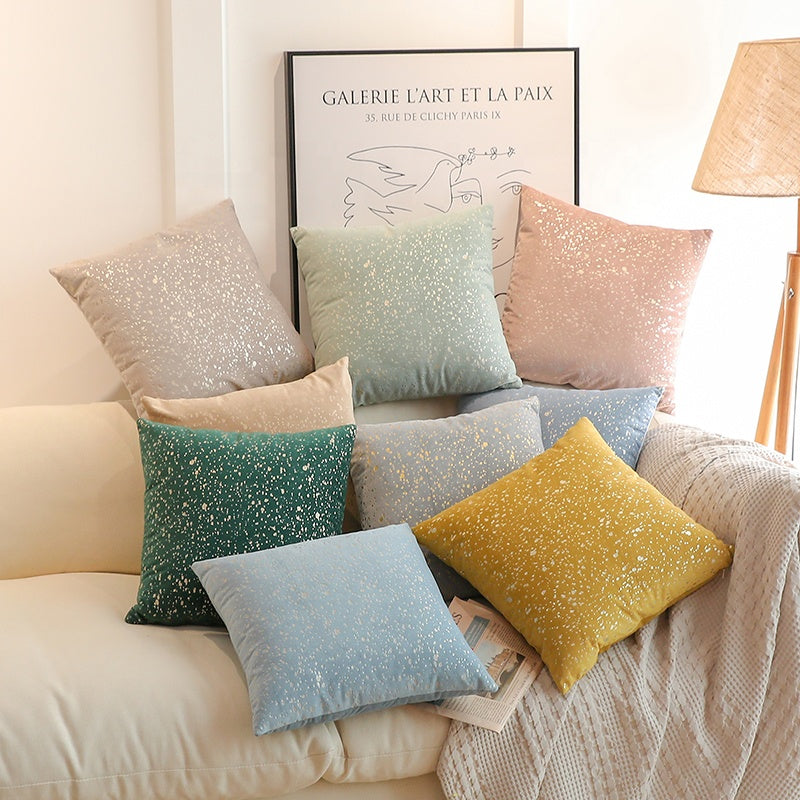 Gold Stamp Dots Velvet Cushion Covers 45 x 45 cm - Available in 8 Colours-1