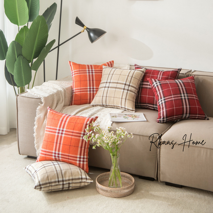 Tartan Check Cushion Cover Home Sofa 45x45 CM (18"x18")-1