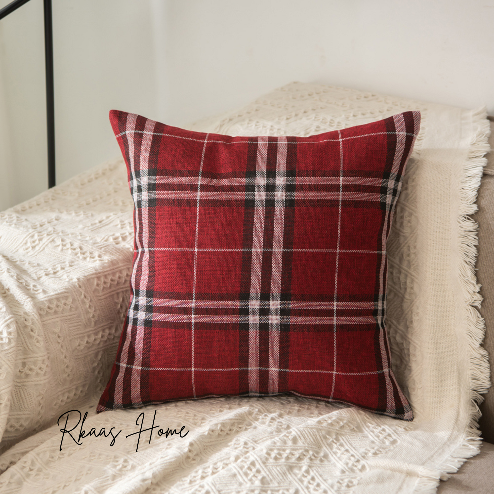 Tartan Check Cushion Cover Home Sofa 45x45 CM (18"x18")-2